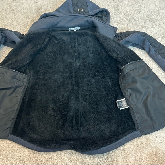 Oxygen navy blue black quilted fleece zippered hooded fall winter jacket - Picture 6 of 13